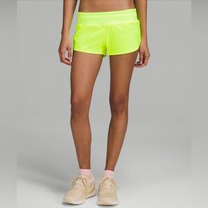 Lululemon speed up shorts size 4! Highlight yellow! Only worn once!